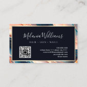 Carte De Visite Elégant Turquoise Marbre Or rose Géode Agate Code  (Dos)