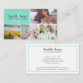 Carte De Visite Élégant turquoise menthe mariage photo collage (Devant / Derrière)