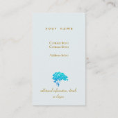 Carte De Visite Élégant Turquoise Zen Tree logo noir (Dos)