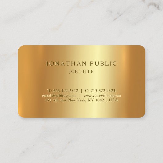 Carte De Visite Elégant Typographie Or Script Architecte Luxueux (Dos)