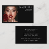 Carte De Visite Elegant Typography Black White Photo Makeup (Devant / Derrière)