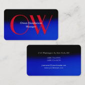 Carte De Visite Élégant Unique Bleu Rouge Gras Texte Monogramme (Devant / Derrière)