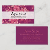 Carte De Visite Élégant Unique Japonais Fleur de Cerisier Rose (Devant / Derrière)