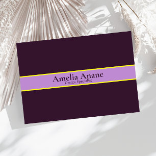 Carte De Visite Élégant unique violet et jaune professionnel