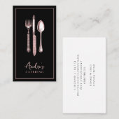 Carte De Visite Élégant Ustensiles de coutellerie Logo Restauratio (Devant / Derrière)