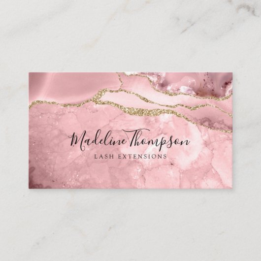 Carte De Visite Elégant Velvet Blush Marbre rose Géode Agate (Devant)