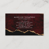 Carte De Visite Elégant Velvet Bourgogne Rouge Marbre Agate Géode (Dos)