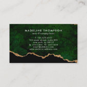 Carte De Visite Elégant Velvet Emerald Green Marble Agate Geode (Dos)