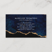 Carte De Visite Elégant Velvet Marine Blue Marble Agate Geode (Dos)