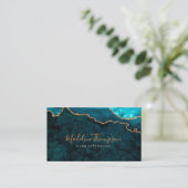 Carte De Visite Elégant Velvet Turquoise vert Marbre Agate Géode (Debout devant)