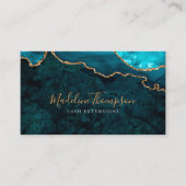 Carte De Visite Elégant Velvet Turquoise vert Marbre Agate Géode (Devant)