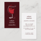 Carte De Visite Élégant verre de vin rouge sommelier (Devant / Derrière)