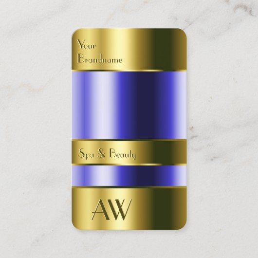 Carte De Visite Élégant Verre Or Optique Flux Bleu 3D Monogramme (Devant)