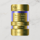 Carte De Visite Élégant Verre Or Optique Flux Bleu 3D Monogramme (Dos)