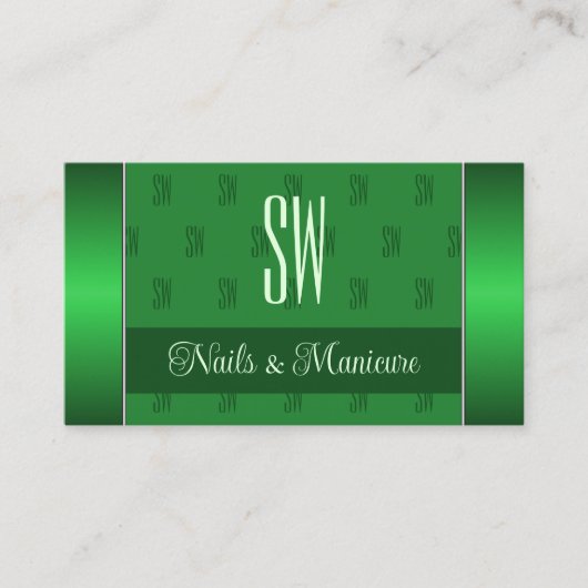 Carte De Visite Élégant vert avec Monogram Motif Professional (Devant)