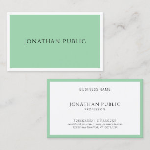 Carte De Visite Elégant Vert Blanc Simple Modèle moderne tendance