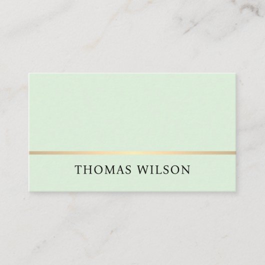 Carte De Visite Élégant vert clair Faux Gold Line Consultant (Devant)