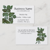 Carte de visite élégant vert de feuille/fleur (Devant / Derrière)