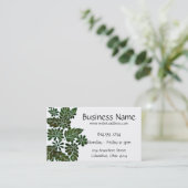 Carte de visite élégant vert de feuille/fleur (Debout devant)
