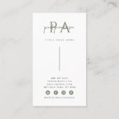 Carte De Visite Élégant Vert Neutre Boho Chic Moderne Unique (Dos)