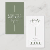 Carte De Visite Élégant Vert Neutre Boho Chic Moderne Unique (Devant / Derrière)