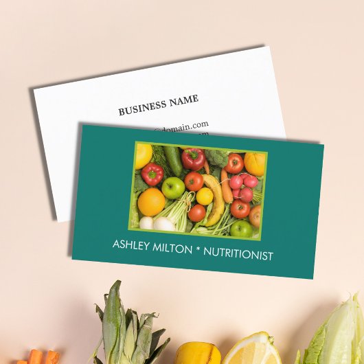 Carte De Visite Élégant vert nutritionniste légumes photo