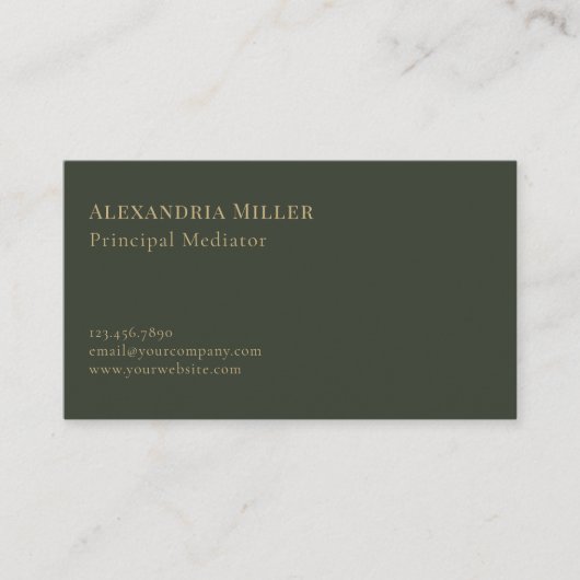 Carte De Visite Élégant vert olive (Devant)