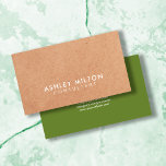 Carte De Visite Élégant vert olive IMPRIMÉ Kraft Consultant<br><div class="desc">Modèle de carte de visite simple moderne avec papier kraft IMPRIMÉ et arrière - plan vert OLIVE. Design élégant et cool. Parfait pour les professionnels du conseil,  du design/de la mode ou de la beauté.</div>