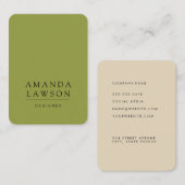 Carte De Visite Élégant Vert olive simple et beige (Devant / Derrière)