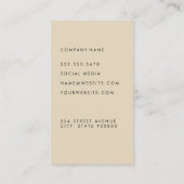 Carte De Visite Élégant Vert olive simple et beige (Dos)