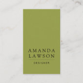 Carte De Visite Élégant Vert olive simple et beige (Devant)
