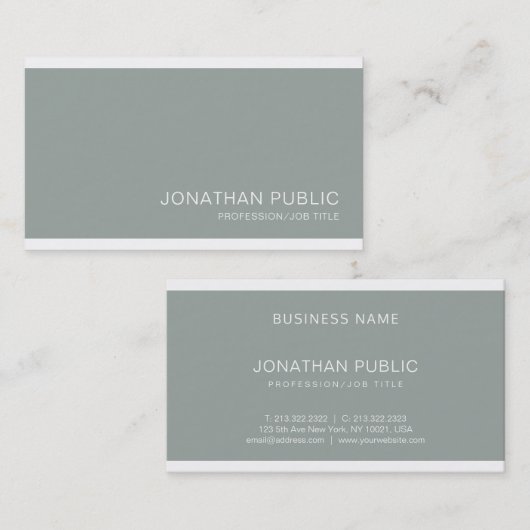 Carte De Visite Elégant Vert Propre Design Luxe Simple (Devant / Derrière)