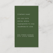 Carte De Visite Élégant Vert Simple (Dos)