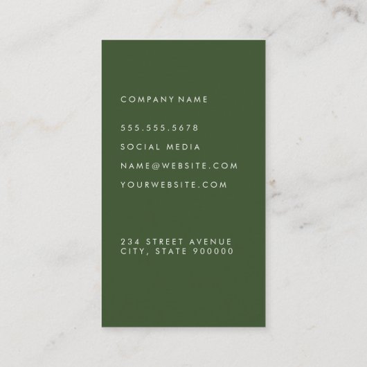 Carte De Visite Élégant Vert Simple (Dos)