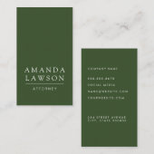 Carte De Visite Élégant Vert Simple (Devant / Derrière)