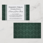 Carte De Visite Elégant Vert Victorien Damas Style Vintage (Devant / Derrière)
