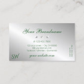 Carte De Visite Élégant Verte Silver Diamants Étincelants Monogram (Dos)