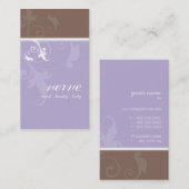 CARTE DE VISITE élégant verve feuillage lilas moch (Devant / Derrière)