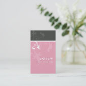 CARTE DE VISITE élégant verve feuillage rose gris (Debout devant)