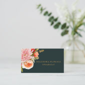 Carte De Visite Elegant Vibrant Flowers on Dark Teal (Debout devant)