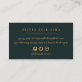 Carte De Visite Elegant Vibrant Flowers on Dark Teal (Dos)