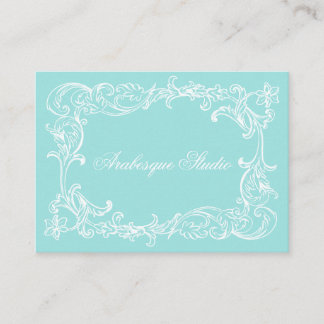 Carte De Visite Elégant Vintage Damask Robin's Oeuf Bleu et Blanc