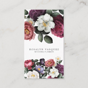 Carte De Visite Élégant Vintage floral foncé sur noir vertical