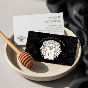 Carte De Visite Élégant Vintage Miel Queen Bee Monogram Crest