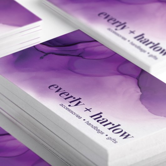 Carte De Visite Élégant violet Abstrait de l'encre d'alcool