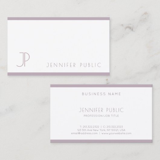 Carte De Visite Élégant violet blanc moderne Joli design élégant (Devant / Derrière)
