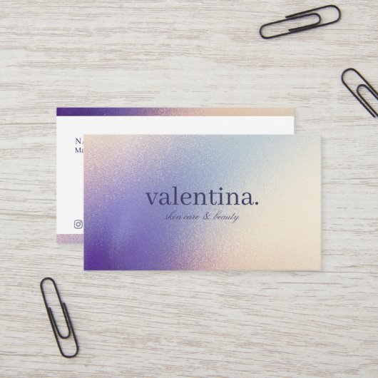 Carte De Visite Elégant Violet & Champagne Parties scintillant Maq (Devant/Arrière en situation)