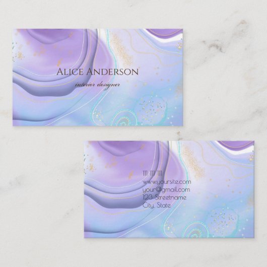 Carte De Visite Elégant violet clair violet pastel designer (Devant / Derrière)