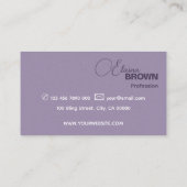 Carte De Visite Élégant violet classique simple avec logo moderne (Dos)