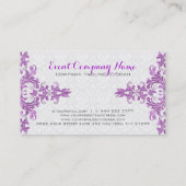 Carte De Visite Élégant violet dentelle métallique blanc Damas (Dos)